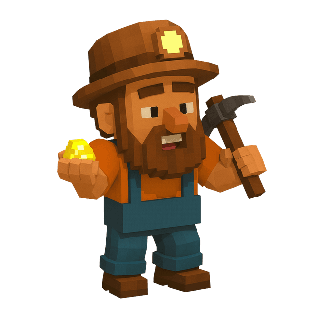 Miner holding single gold nugget with pride
