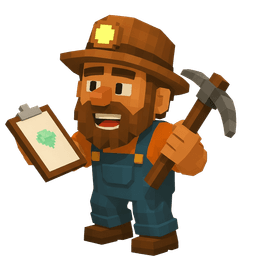 Miner with clipboard and diamond icon, professional look