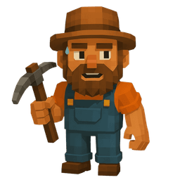 Miner smiling with pickaxe casually down