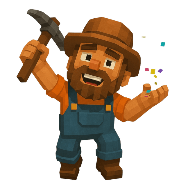 Miner throwing confetti, celebratory mood