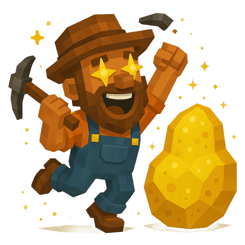 NuggetFinder mascot celebrating